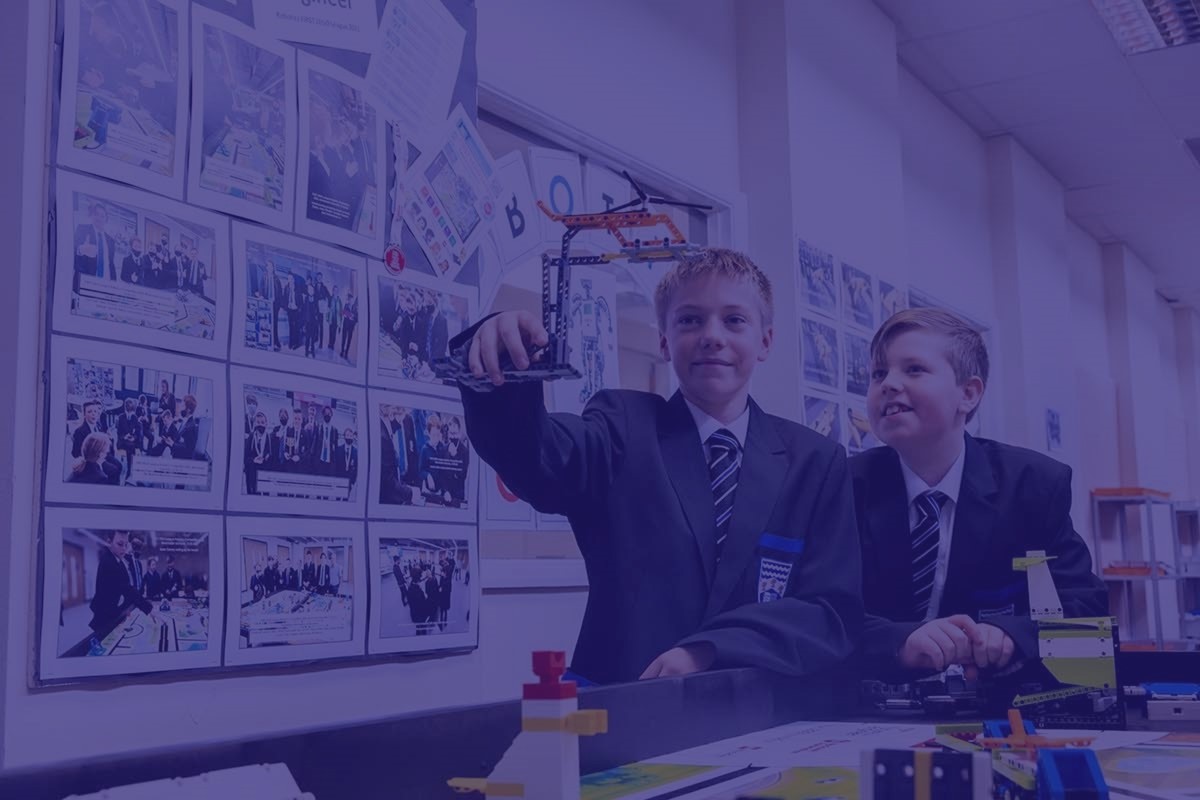 Pupils outside Wirral Grammar School for Boys